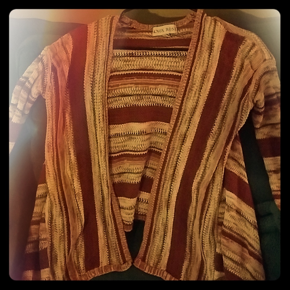 Maroon and Cream Cardigan